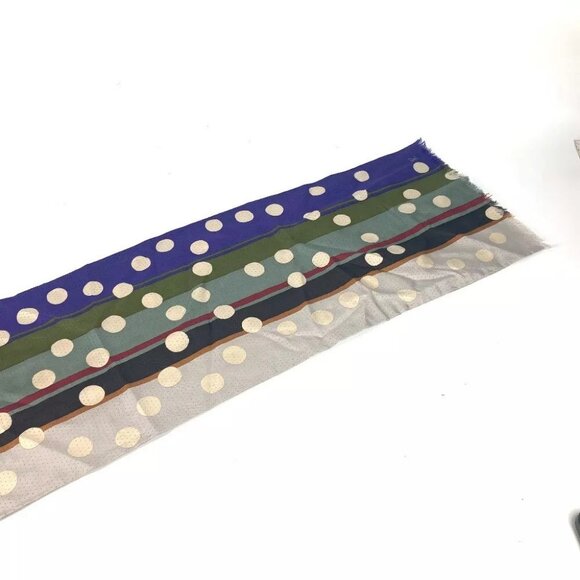 LOUIS VUITTON Dot polka dots LV logo Fringe Scarf Stole/Shawl silk Beige/purple - Picture 8 of 10